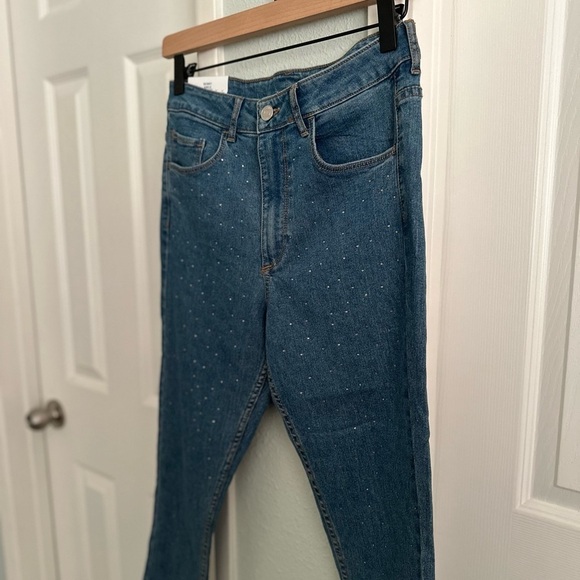 NWT H&M Rhinestones Skinny Ankle High Waist Jeans Size: 29 - Picture 6 of 10
